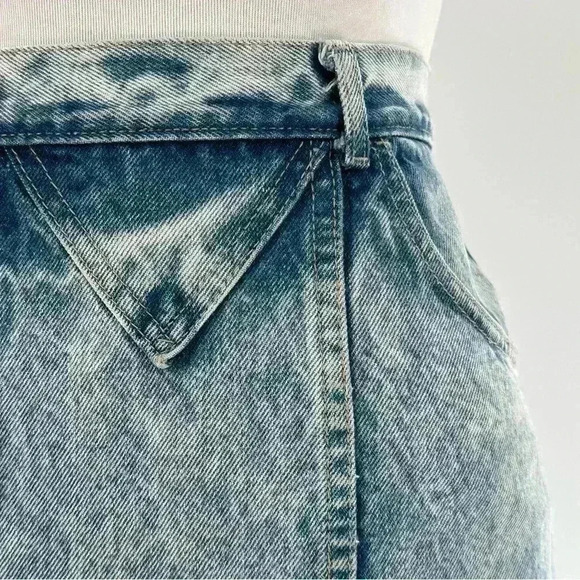 Vintage 80s acid wash Jean skirt size 7 denim high waisted streetwear - Picture 2 of 6